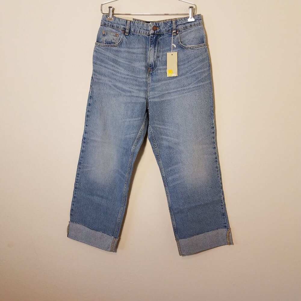 Boden Jeans Womens US 8 EU 12 Blue Relaxed Straight Turn Up Ankle Skimming R0189